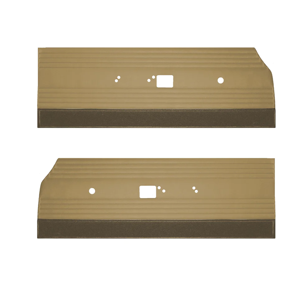 Front Door Panels. Bucket style. Die-electrically heat-sealed vinyl with original style accent carpets.
Coronet 500 & Coronet R/T

Please indicate color choice in NOTES box.Black, Pearl White, Metallic Navy, Metallic Red, Copper, and Gold