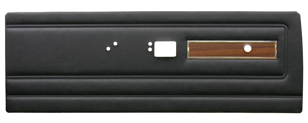 Front Door Panels - Pair.

Bench style seats.

Die-electrically heat-sealed coachman grain with WALNUT WOODGRAIN & CHROME ACCENTS.

Please indicate color choice in the NOTES box for web type orders.