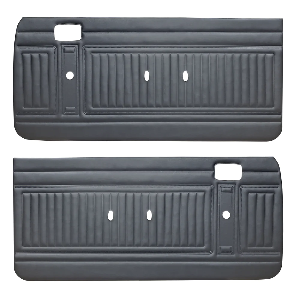 Front Door Panels. Pair
Die-electrically heat-sealed coachman grain vinyl.

Duster / Duster 340 / Dart Sport - Bucket & Bench Style
Swinger / Scamp - Bench Style

Please indicate color choice in the NOTES box for web orders.

**NOTE: Color choice 671-Honey Gold requires a sample approval.

#672 NOS Honey Gold additional $250