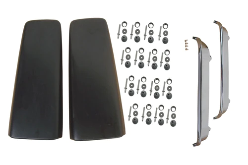 Hood Scoops.  Reproduction fiberglass scoops.  They Include the Chrome front lip "eyebrow" moldings as well. Pair  (discount exempt)