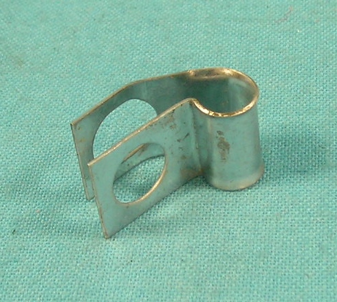 Single line silver zinc-plated steel tube clamp used to secure single lines to the frame. Use our 5/16" clamp bolt (part #IN-J68) for mounting the clamp to the car's frame. 5/16" Line