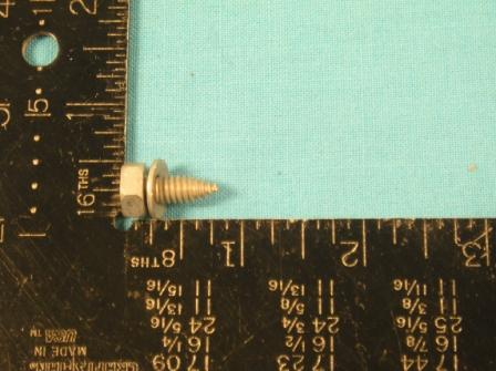 Firewall Attaching Bolts - reproduction of the bolt used to attach horn relays to the firewall of all models in these years.  This Silver-cadminum self-tapping bolt is 1/4" - 20. has the correct "anchor" headmark and a 6-tooth captive washer attached to the backside...