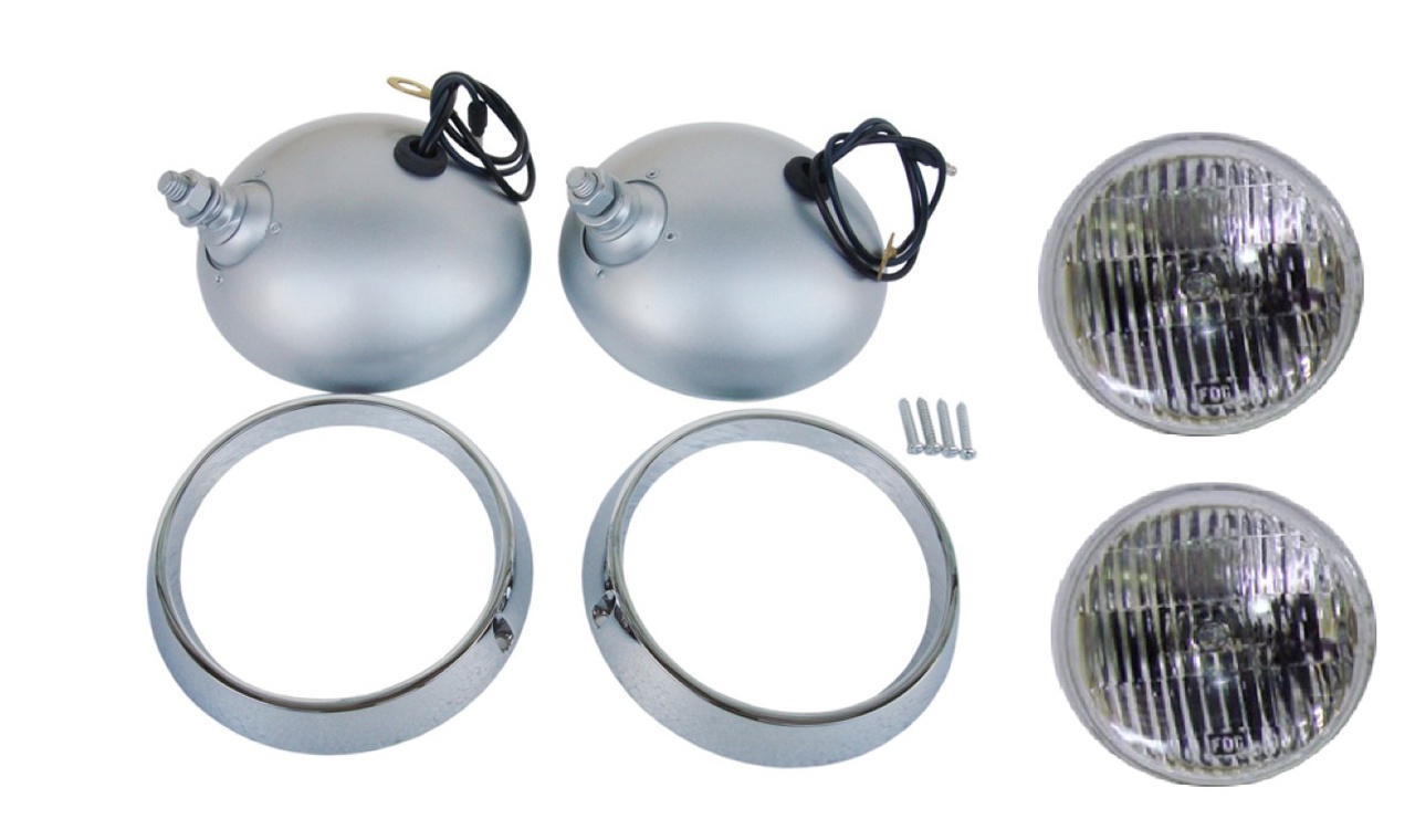 Road Lights - Housing bezel, bulb and chrome bezel - kit