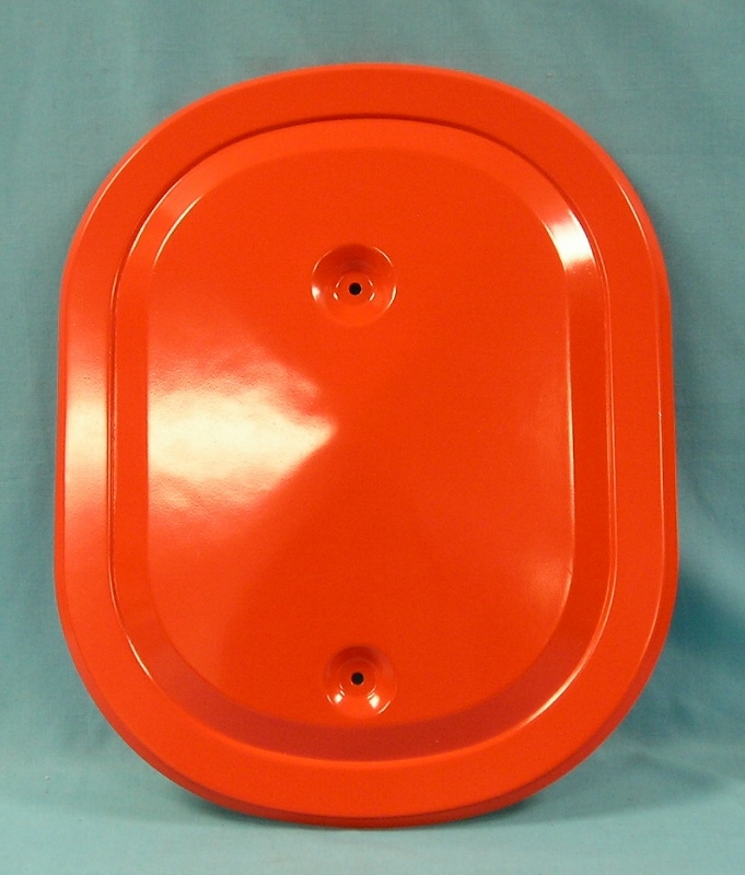 Air Cleaner Lid Steel oval lid with correct 45 degree outer lip.  Fits 1969-70 Six-Pack A12 car with fresh air hood or AAR & T/A cars.