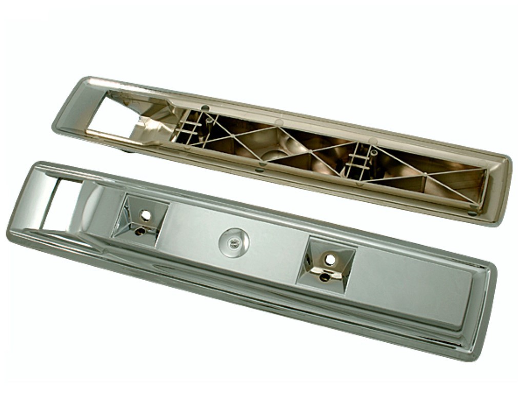 Armrest Bezel - Chrome - Long Style (Approx 16") - Driver or Passenger Side - 66-70 B & C Body - Pair - New Reproduction