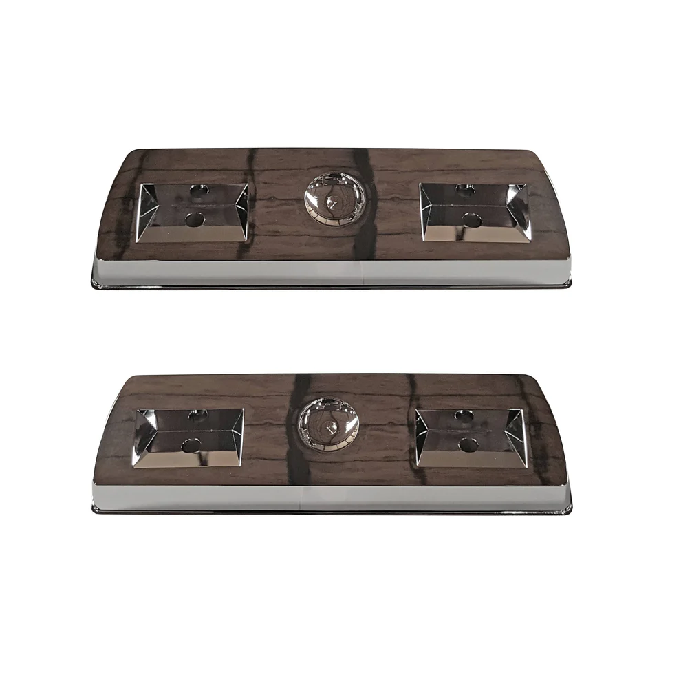 Rear Armrest Bezel For Coupe (Notchbacks) and fastbacks - Chromed (each).  Holes are 4-10/16" apart - center to center.