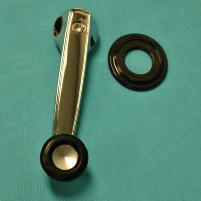 Window Crank -  Rear (JL-81180) with "thin" window crank washer (EQ-CW1). Comes with chrome mounting screw.