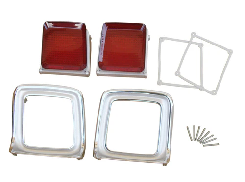 Pair Tailight Bezels & Lenses - Argent Silver detailing as originals.