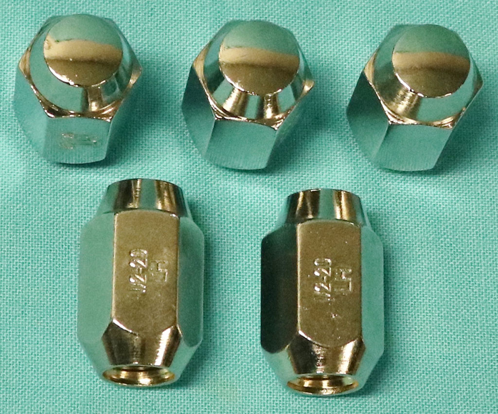 Chrome Lugnuts (Rallye Wheel) - 1/2" thread - Left threaded (5 pack)