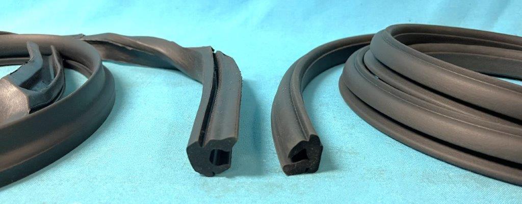 Convertible Side Rail Weatherstrips A-Body Kit (7 piece kit) - contain the header seal #ME-HD4500A and the side rail weatherstripping #GZ-4799A (6 piece kit).  Roofrail is NOT pre-cut to size on each side of the car - must do that yourself upon installation.  For those that want them pre-cut (more expensive option)..we have part #ME-RR4500HC available.