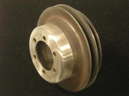 Hemi Pulley:  Correct stamped steel reproduction of the Hemi pulleys.  Street Hemi - lower crank pulley - Double groove with power steering