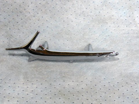 Fender "Fish" Passenger side fender emblem - reproduction.  Original part number was $2963 656