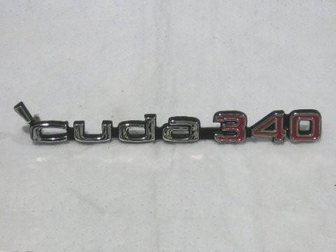 "Cuda 340" dual-scoop or shaker hood nameplate. Use 2 per car