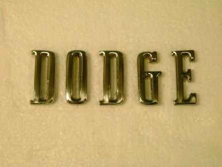 Hood letter set "DODGE". Fits R/T or Rallye models using performance dual-scooped hood. Not used on standard or shaker hoods.
