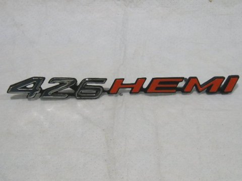 "426 Hemi" hood nameplate. Correctly fits Shaker hood cars - <b>Passenger Side</b>