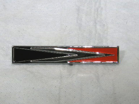 Charger "arrow emblem" (except R/T & 500)  1971-74 Fender emblem, 1968 & 1970 Front Grill, 1968 C-pillar on roof. This is the Black/Chrome/Orange "flag" medallion. Use up to 3 per car. - discount exempt