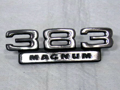 Super Bee "383 Magnum" fender nameplate. Used on cars without Ramcharger hoods. Use 2 per car.