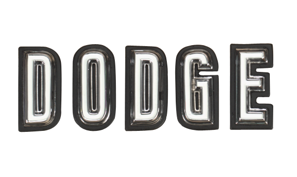 "DODGE" grill letters. Painted reliefs as originals. Does not fit R/T models. Sold only as a set.