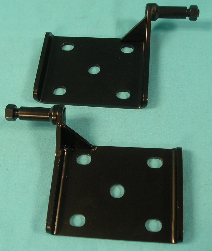 Rear Spring Plates - (pair) Replaces old rusted ones. For cars with 8-3/4 and Dana 60 rear ends that have 3" axle tubes.  Our Spring plates have the shock stud already attached.  Powder coated black.  (pair). discount exempt