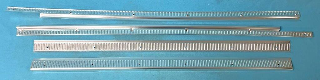 Convertible Sill plates and carpet holdowns - full set of all (4) pieces. (shorter than the 2dr hardtop versions and have different hole locations)