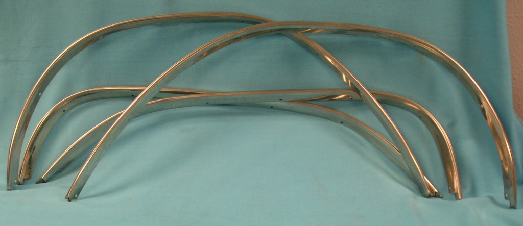 Complete Set of (4) Wheel Trim mouldings(stainless steel like originals)
For 1966 applies for Satellite and Belvedere II (spring specials).  Wheel trim has slots to allow for rocker mdlg's. OUR WHEEL TRIM DOES NOT HAVE THOSE SLOTS – THEY WILL NEED TO BE DONE BY YOURSELF (Easy Task)

(Stainless)