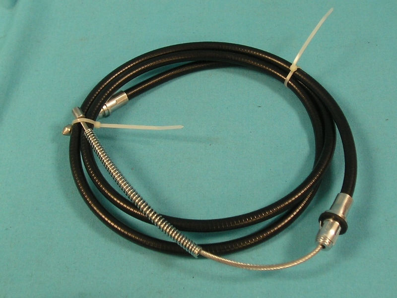Park Brake Cables - Rear - Passenger Side - Overall length 77-1/2". Case length 63-11/16". Flat spiral case, includes tension spring. Aftermarket.