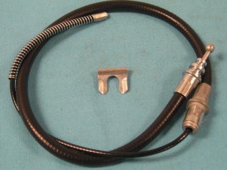 Park Brake Cables - Rear - LH side. Overall length 34-7/8". Case length 19-1/2". Flat spiral case, includes tension spring - aftermarket.
