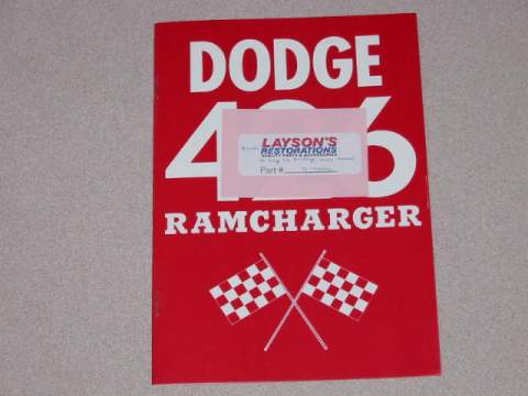 Dodge 426 ramcharger owner's manual