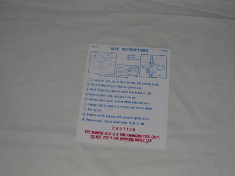 Jack instruction Decal - original chrysler part #2856 102(all)