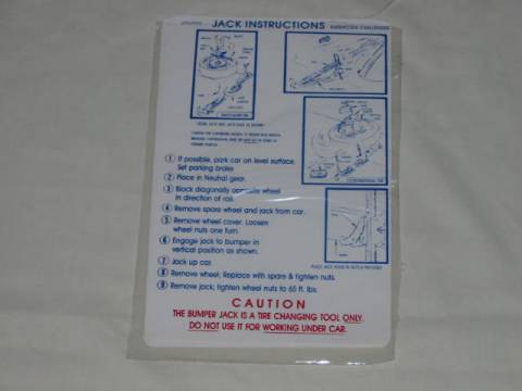 Jack instruction Decal - Original Chrysler part #2962 995(all)