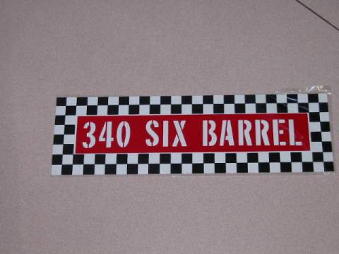 Air Cleaner Decal, Plymouth 340 six Barrel