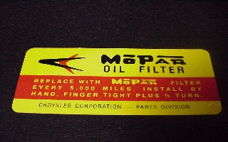 Oil Filter Decal (ALL) Spin on Style
