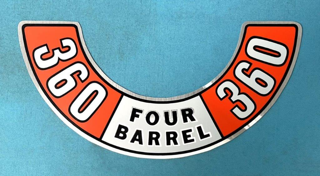 Air Cleaner Decal, 360 4bbl Decal