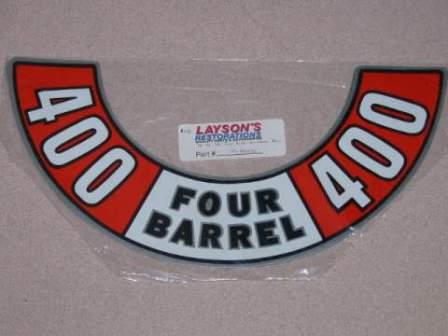 Air Cleaner Decal, 400 4bbl Decal