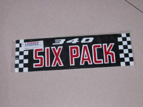 Air Cleaner Decal, Dodge 340 Six Pack Air Cleaner Decal