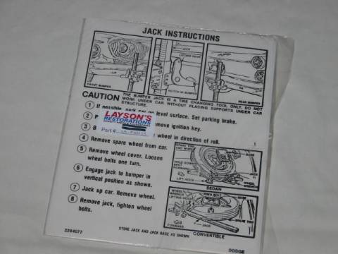 Dodge Jack instruction (all except/ 880) Original Chrysler part #2204 077