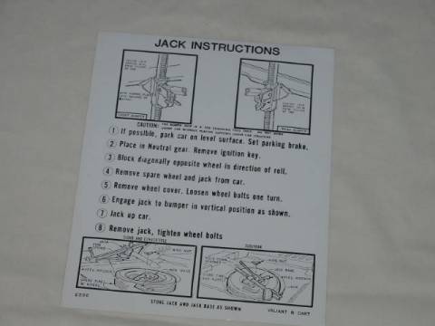 Jack instructions Decal - Original Chrysler Part #2266 300