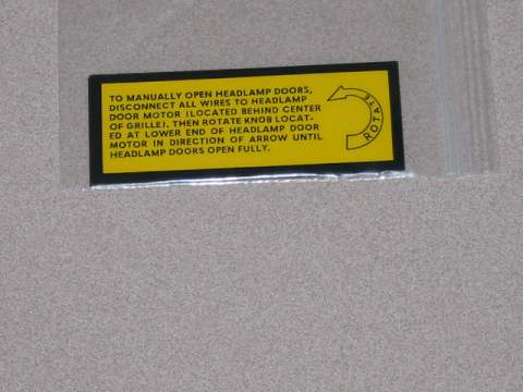 Hidden Headlight Rotation Decal - for cars with electric hidden headlights, not vacuum hidden headlights.