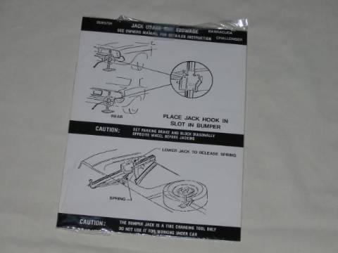 Jack instruction Decal - Original Chrysler part #3595 701