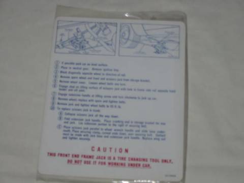 Jack instruction Decal supplement - Original Chrysler part #3412 623