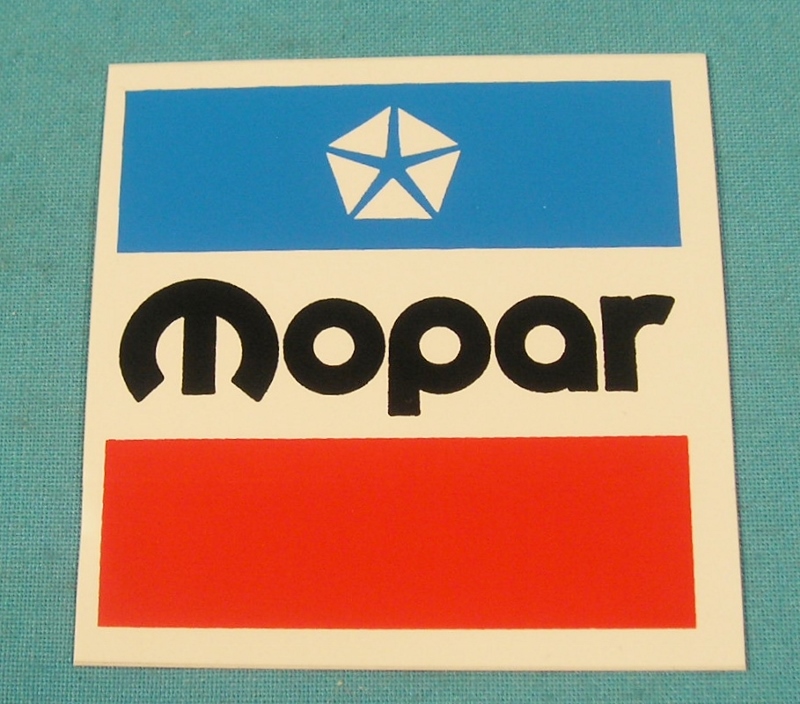 3" Square mopar decal.  This is the red / white / blue decal
