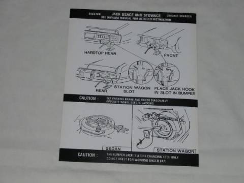 Jack instruction Decal - Original Chrysler part #3686 769(all)