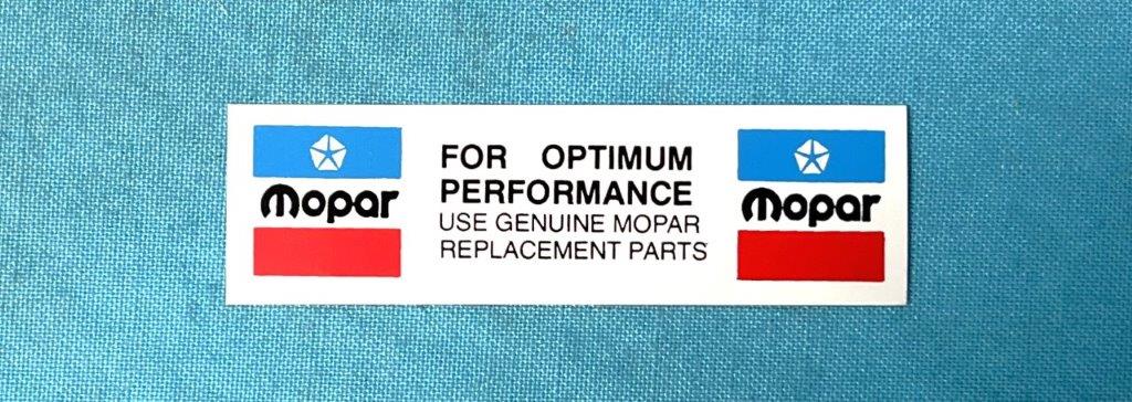 Air Cleaner Decal, Mopar Genuine Parts Decal