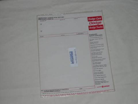 New Vehicle Price Sticker - Dodge/Dodge Truck