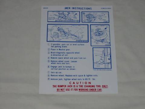 Jack instruction Decal - original Chrysler part #2856 103