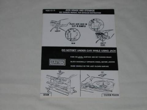 Jack instruction Decal - Original Chrysler part #4001 015(all)