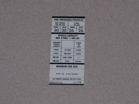 340 D70X14 Tire Pressure 3400 476