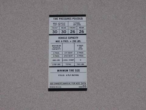 All HEMI F70X15 Tire Pressure 3400 455