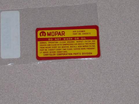 Air Cleaner Decal, 361 Air Cleaner Service Inst Decal 2402 672