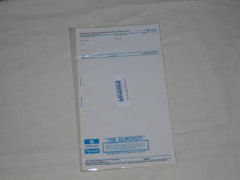New vehicle window price sticker - Chrysler/Plymouth